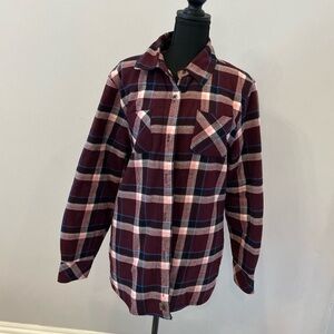 Legendary Whitetails Maroon and Blue Plaid Fleece-Lined Shirt